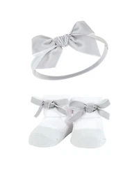 Hudson Baby Girls Coordinated Comfy Headband and Socks Giftset