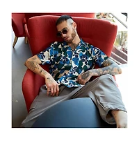 Campus Sutra Men's Azure Blue & Forest Green Floral Abstract Shirt