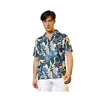Campus Sutra Men's Azure Blue & Forest Green Floral Abstract Shirt