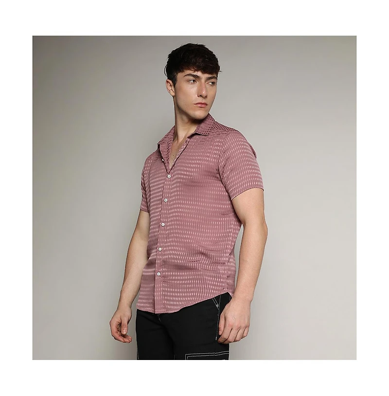 Men's Nude Pink Self-Design Block Shirt