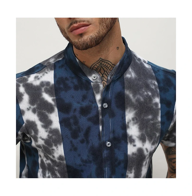 Campus Sutra Men's Multicolour Tie-Dye Striped Shirt