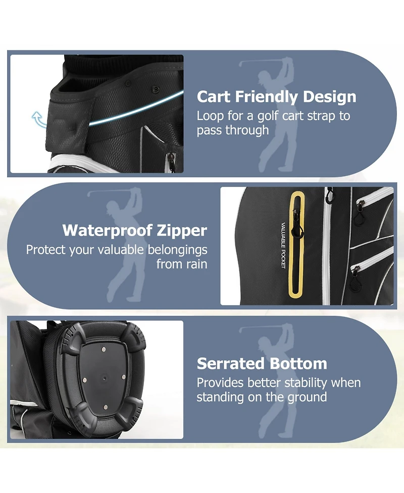 Skonyon 9.5 Inch Lightweight Golf Cart Bag with 15 Way Top Dividers