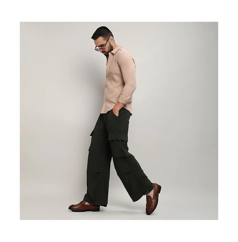 Men's Beige Self-Design Intertwine Shirt