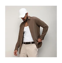 Men's Tan Brown Stripe-Creased Shirt