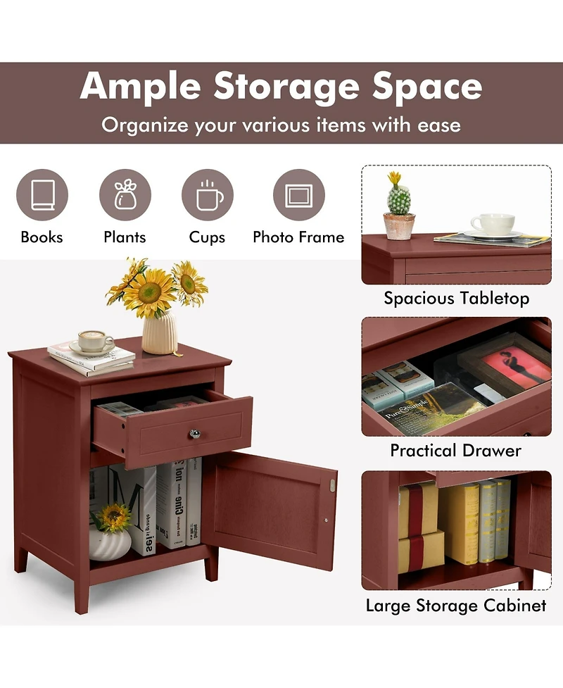 Sugift 2-Tier Accent Table with Spacious Tabletop