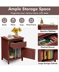 Sugift 2-Tier Accent Table with Spacious Tabletop