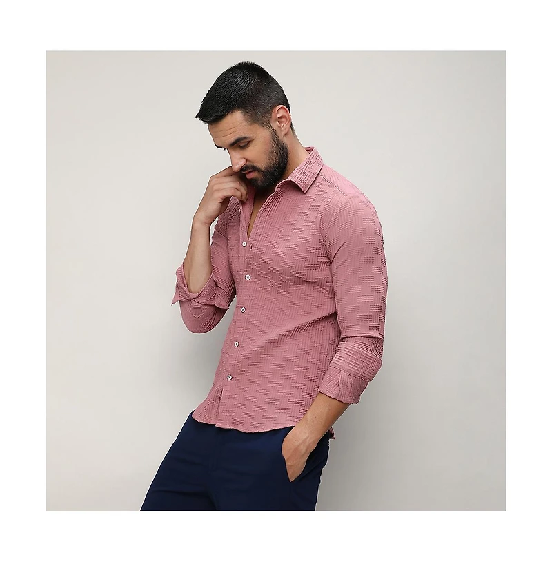 Men's Nude Pink Self-Design Intertwine Shirt