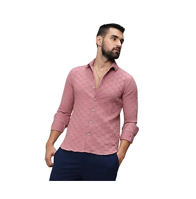 Men's Nude Pink Self-Design Intertwine Shirt