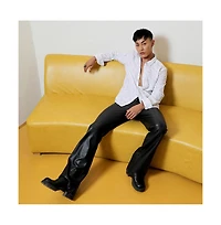 Men's Chalk White Holographic Veined Textured Shirt