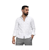 Men's Chalk White Holographic Veined Textured Shirt