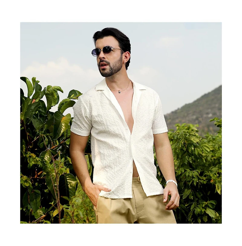 Men's Chalk White Micro Creased Shirt