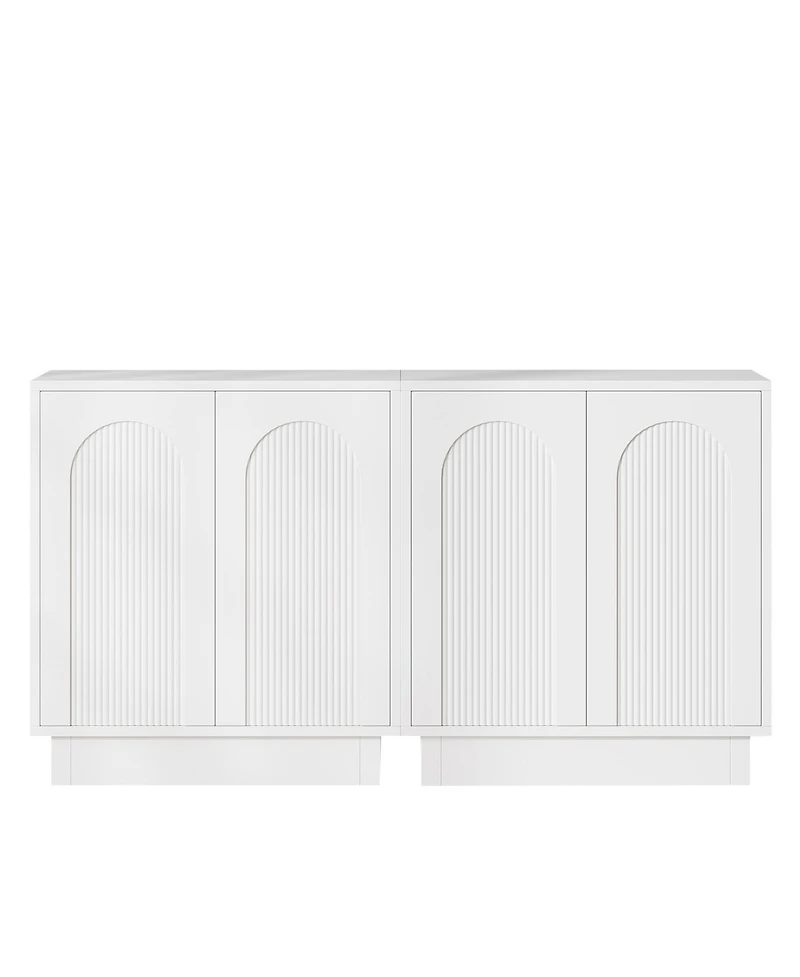 Tribesigns Sideboard Buffet Cabinet with Storage Set of 2, 57.4-Inch White Sideboard Cabinet Credenzas for Living Room, Modern Kitchen Cabinet Buffet