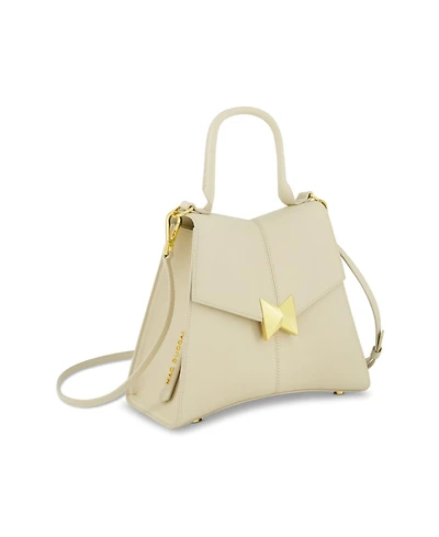 Gold Plated Hardware Angular Leather Handbag
