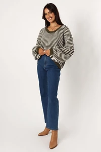 Petal and Pup Women's Becca Crewneck Waffle Stitch Stripe Knit Sweater