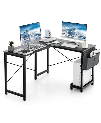 Skonyon Modern Reversible Computer Desk with Storage Pocket and Cpu Stand for Working Writing Gaming