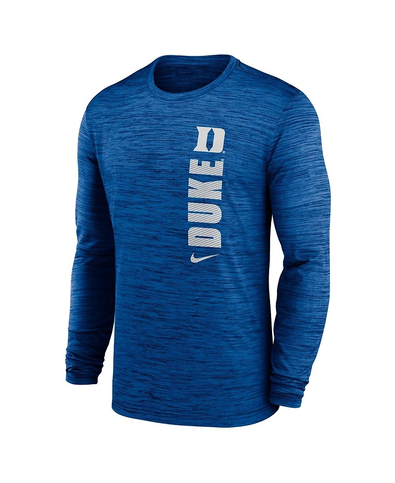 Nike Men's Royal Duke Blue Devils 2024 Sideline Velocity Performance Long Sleeve T-Shirt