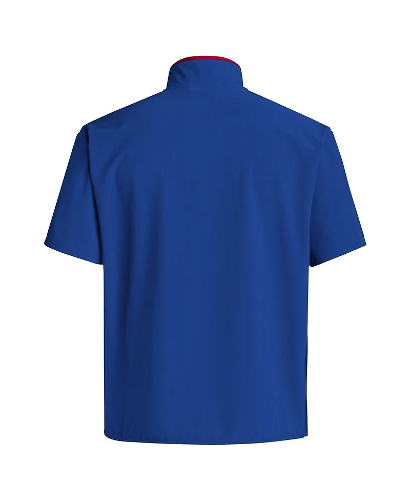 Adidas Men's Royal Kansas Jayhawks Coaches Sideline Half-Zip Short Sleeve Jacket