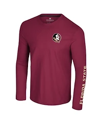 Colosseum Men's Garnet Florida State Seminoles Logo Lockup 3-Hit Active Blend Long Sleeve T-Shirt
