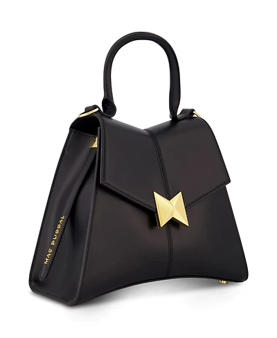 Gold Plated Hardware Angular Leather Handbag