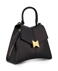 Gold Plated Hardware Angular Leather Handbag