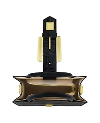 Crocodile Embossed Leather Gold Buckle Tote Bag