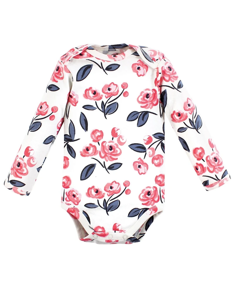 Touched by Nature Baby Girls Soft Organic Cotton Long-Sleeve One-Piece Essentials