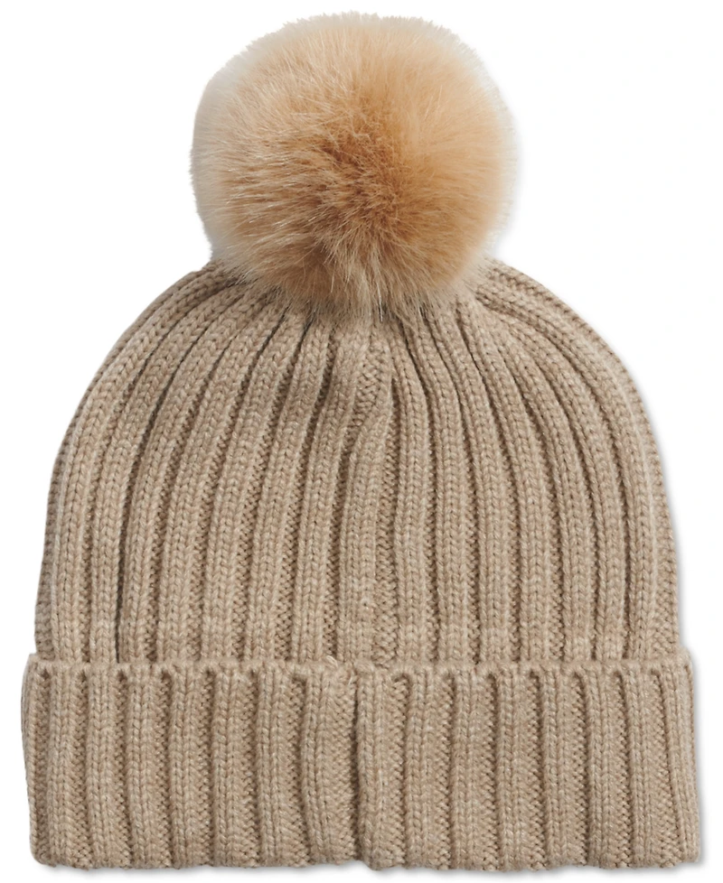 Calvin Klein Chunky Rib Knit Pom Beanie