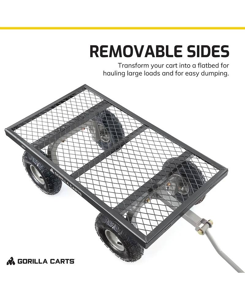 Gorilla Carts Steel Utility Cart Garden Beach Wagon, 800 Pound Capacity, Gray