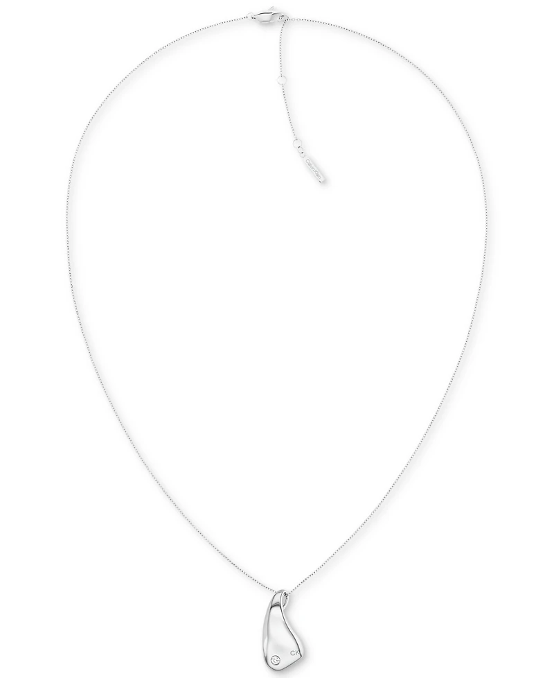 Calvin Klein Stainless Steel Pave Nugget Pendant Necklace & Stud Earrings Set
