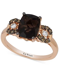 Le Vian Chocolatier Chocolate Quartz (1-9/10 ct. t.w.) and Diamond (1/5 ct. t.w.) Ring in 14k Rose Gold, Created for Macy's