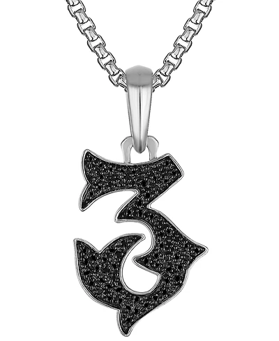 Bulova Marc Anthony Men's Black Diamond Number 3 Pendant Necklace (1/3 ct. t.w.) in Sterling Silver-Plate, 24" + 2" extender, BVP1055-wsaa