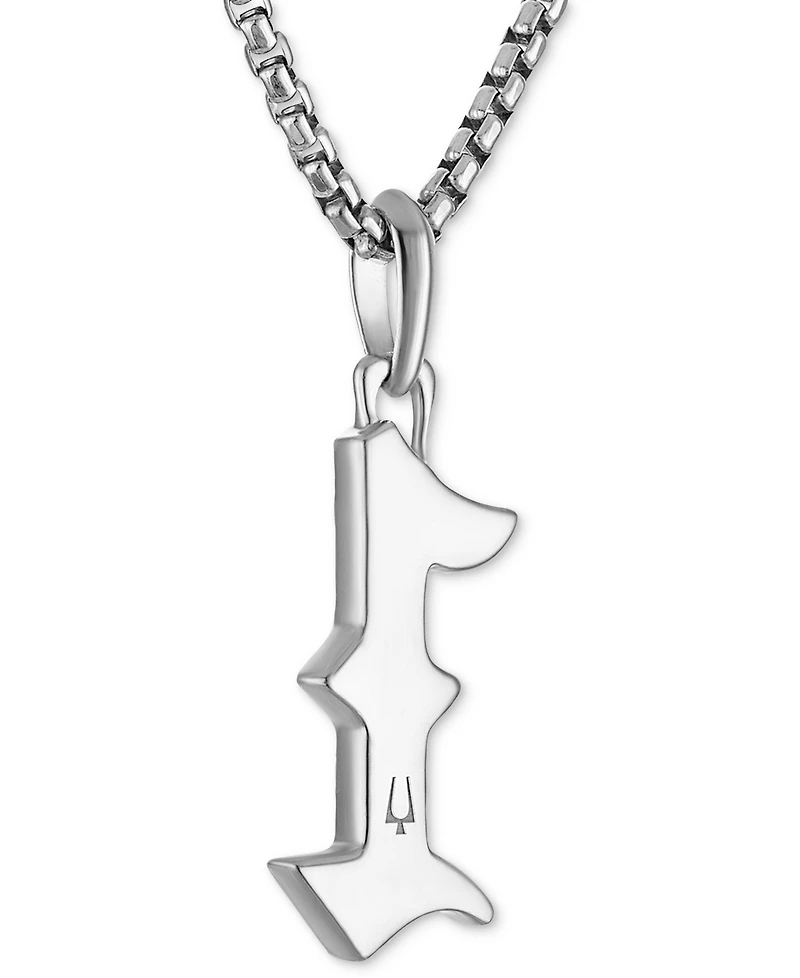 Bulova Marc Anthony Men's Black Diamond Number 1 Pendant Necklace (1/4 ct. t.w.) in Silver-Tone Stainless Steel, 24" + 2" extender, BVP1066-wsaa