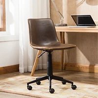 Simplie Fun Faux Leather 360 Swivel Air Lift Office Chair, Antique Brown
