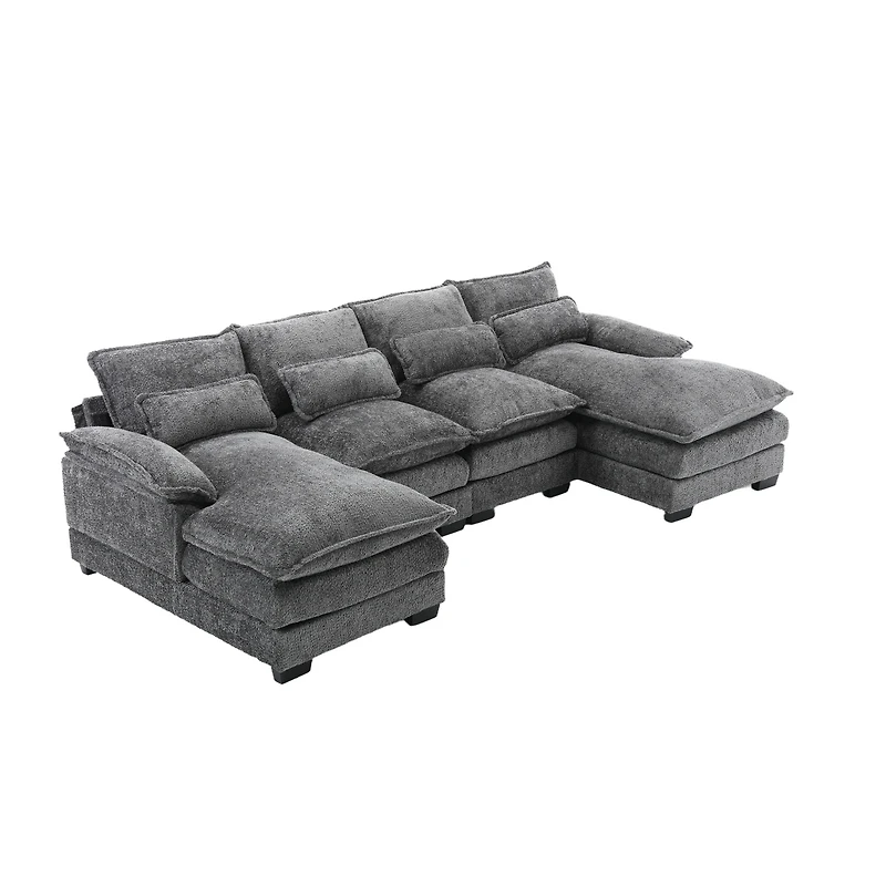 Streamdale Modern Large chenille Fabric U-Shape Sectional Sofa