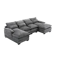 Streamdale Modern Large chenille Fabric U-Shape Sectional Sofa
