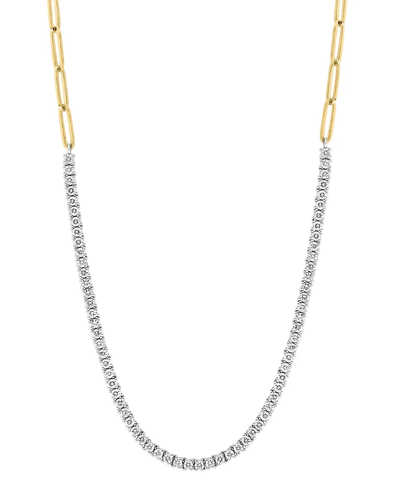 Effy Diamond Paperclip Link 18" Collar Necklace (2 ct. t.w.) in 14k Two-Tone Gold