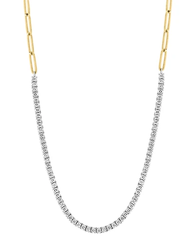 Effy Diamond Paperclip Link 18" Collar Necklace (2 ct. t.w.) in 14k Two-Tone Gold
