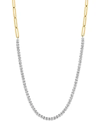 Effy Diamond Paperclip Link 18" Collar Necklace (2 ct. t.w.) in 14k Two-Tone Gold