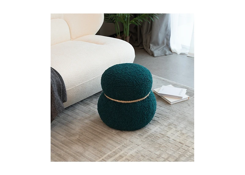 Streamdale Furniture Dark Green Snowman Stool with Plush Cushion