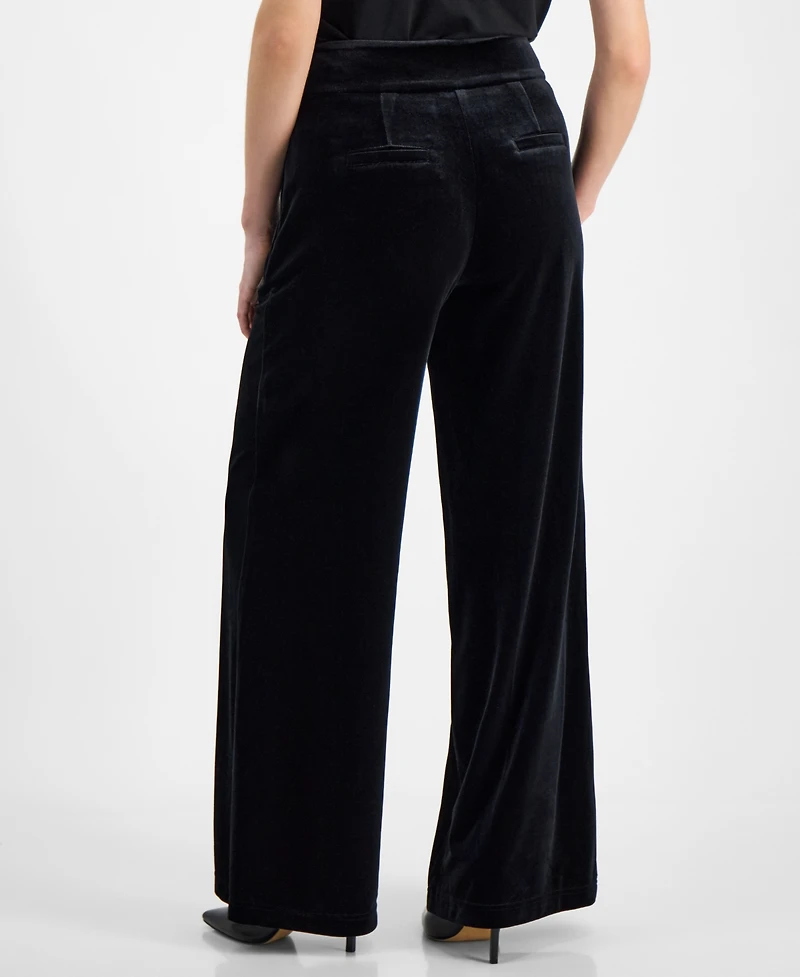 I.n.c. International Concepts Petite Velvet High-Rise Wide-Leg Pants, Created for Macy's