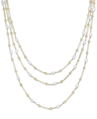 Michael Gabriel Designs Gold-Tone Genuine Pearl 20-1/2" Layered Necklace - THE LYNX