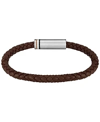 Hugo Boss Men's Ares Single Stainless Steel Brown Leather Bracelet