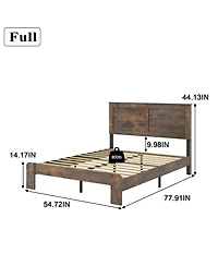 Mondawe Dark Brown Full Size Wood Platform Bed Frame Noise Free and Easy Assembly Tool