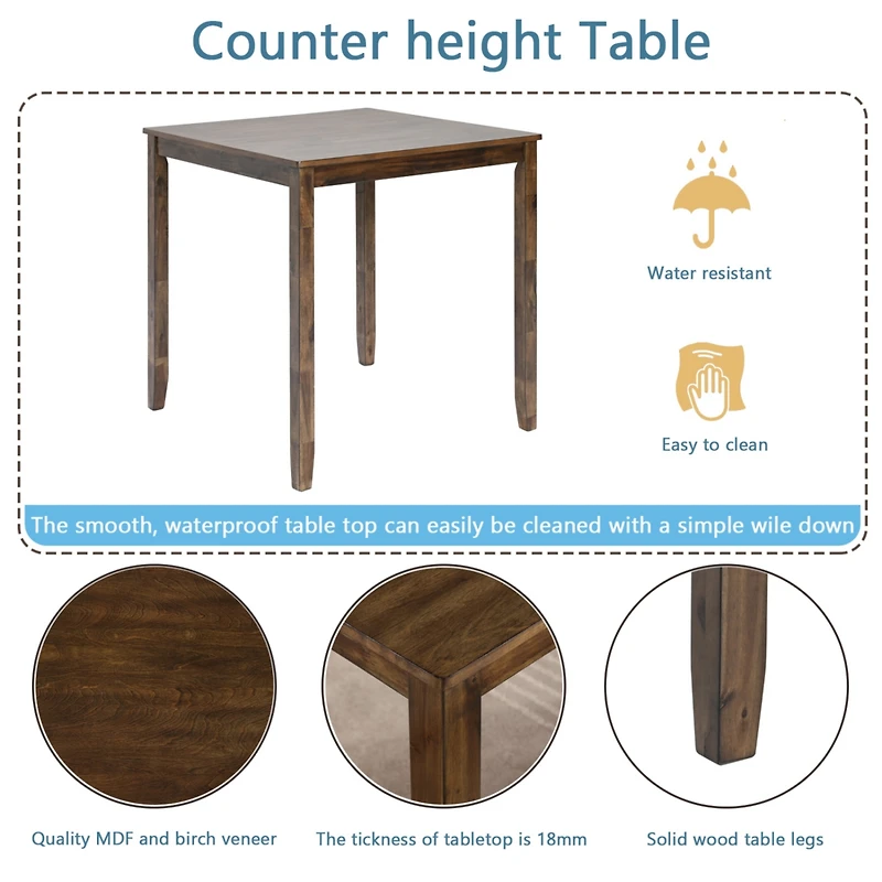 Streamdale Furniture Elegant Solid Wood Counter Height Dining Table Timeless Style, Table Only