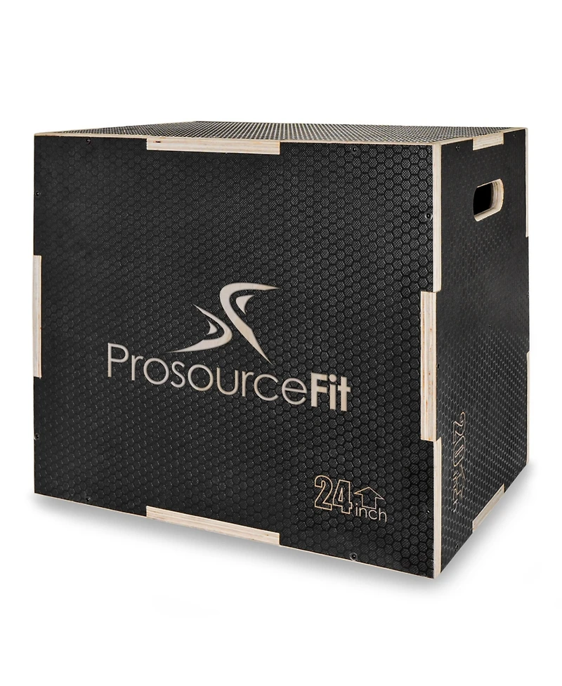 ProsourceFit 3-in-1 Wood Power Grip Plyometric Box, 30/20/24