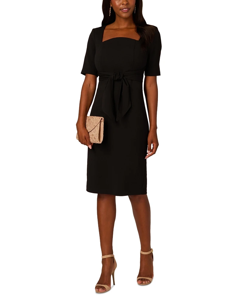 Adrianna Papell Women's Tie-Waist Short-Sleeve Sheath Dress