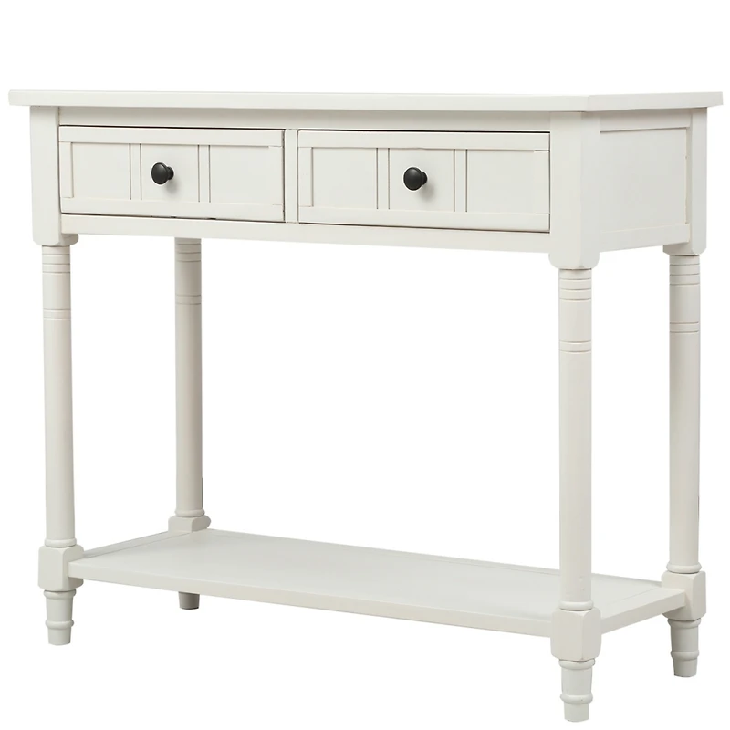 Simplie Fun Daisy Series Console Table Traditional Design With Two Drawers And Bottom Shelf (Ivory)