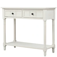 Simplie Fun Daisy Series Console Table Traditional Design With Two Drawers And Bottom Shelf (Ivory)