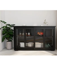 Streamdale Furniture Kitchen Storage Stand Cupboard With Glass Door