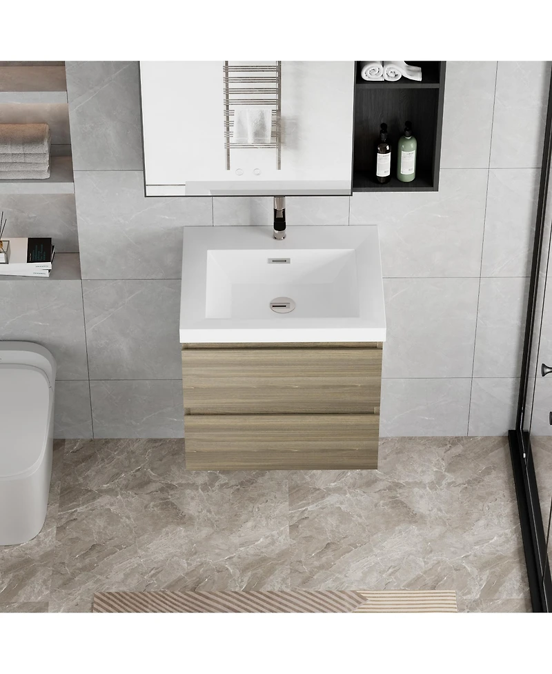 Streamdale 30" Wall-Mounted Vanity with Resin Sink & Soft-Close Drawers